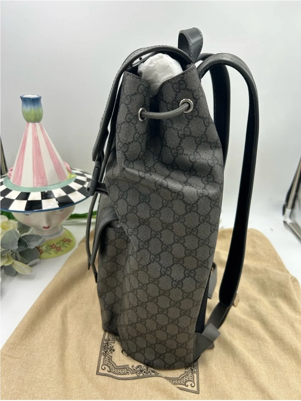 Unisex Gucci, GG supreme canvas backpack made in Italy NWT